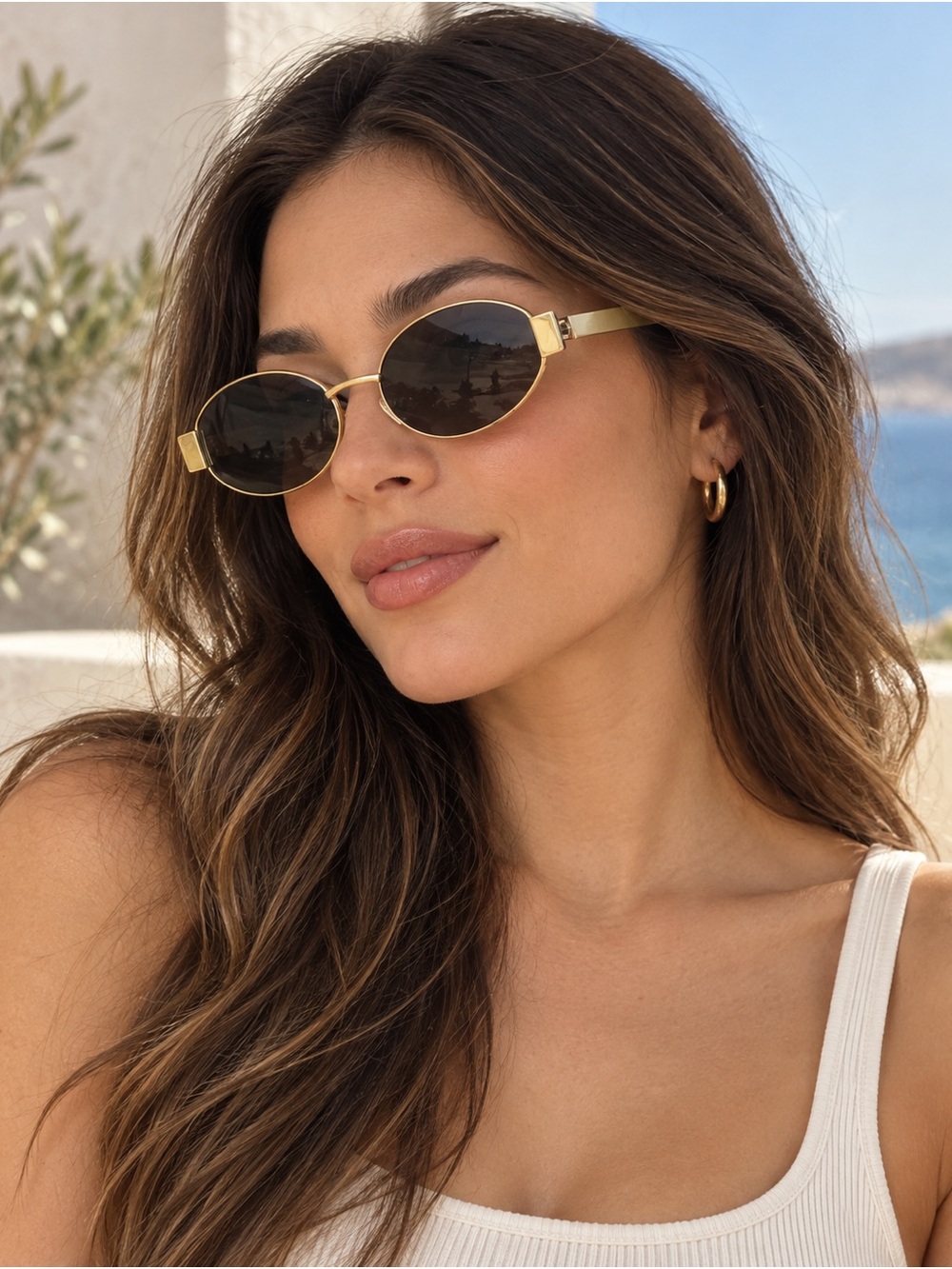 Mosanana retro oval sunglasses